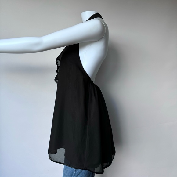 Julie Brown Sleeveless Ruffle Halter Top Black - Picture 4 of 11